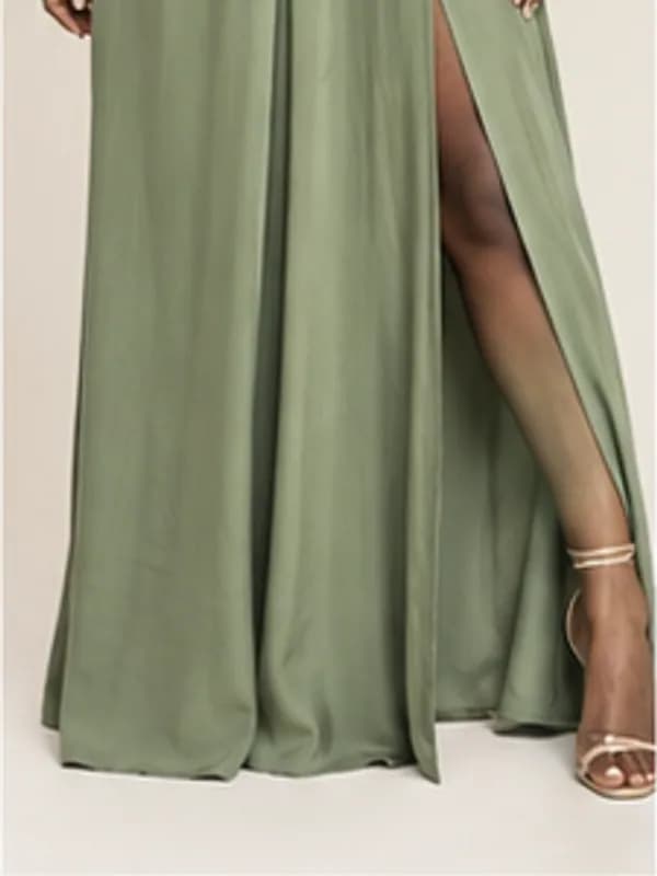 Abena wrap maxi dress, Sage, silhouette detail