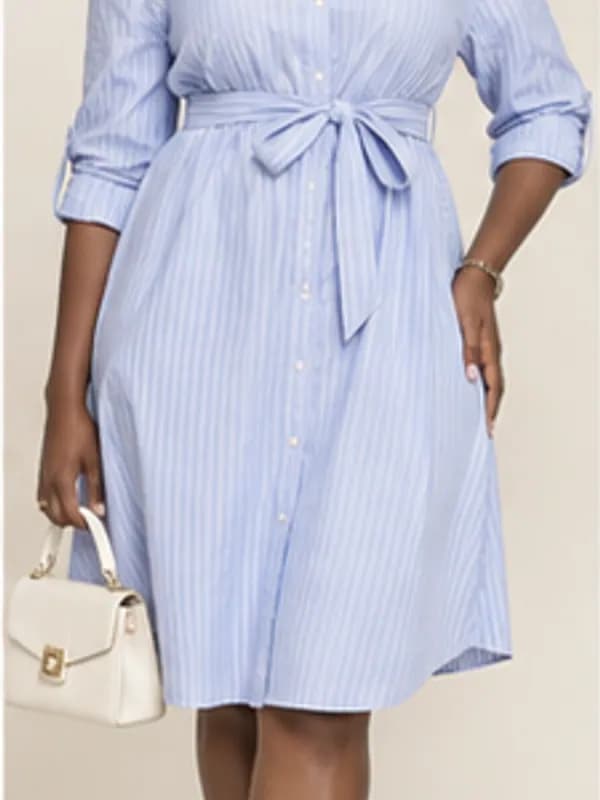 Afi belted shirt dress, Sky, garment detail