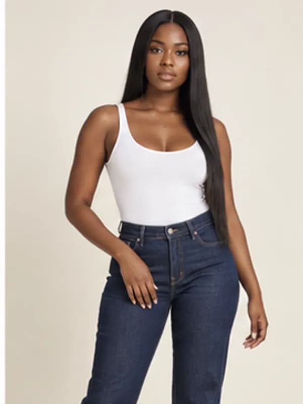Adenta dark straight jeans, Dark indigo, upper detail