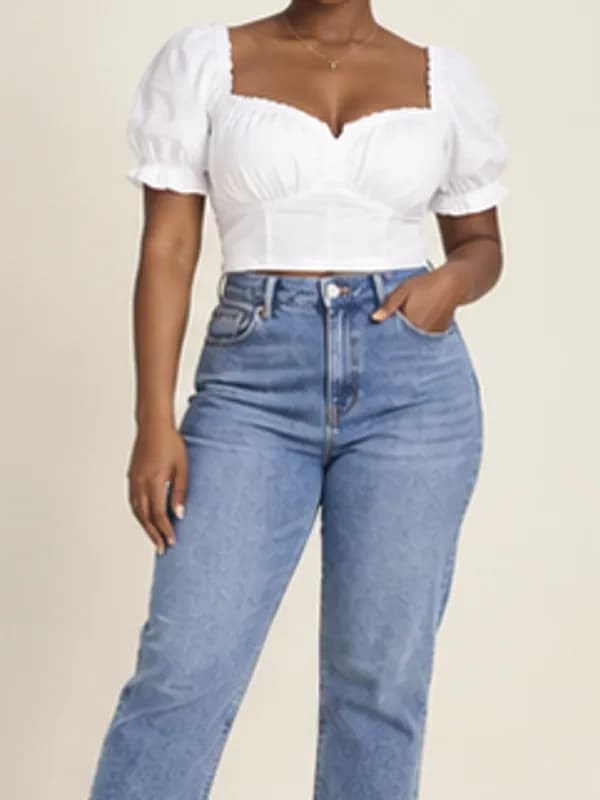 Tesano cropped mom jeans, Mid blue, garment detail