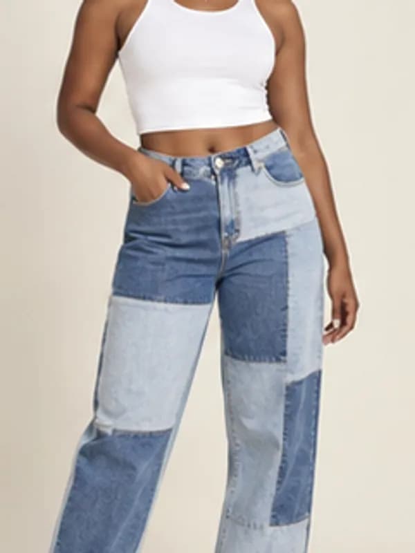 Nungua patchwork jeans, Mixed wash, garment detail