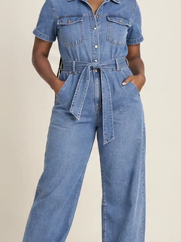 Legon denim jumpsuit, Classic blue, garment detail