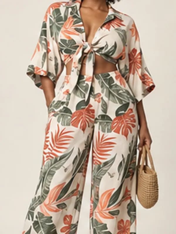 Dzifa printed resort set, Sunset print, garment detail