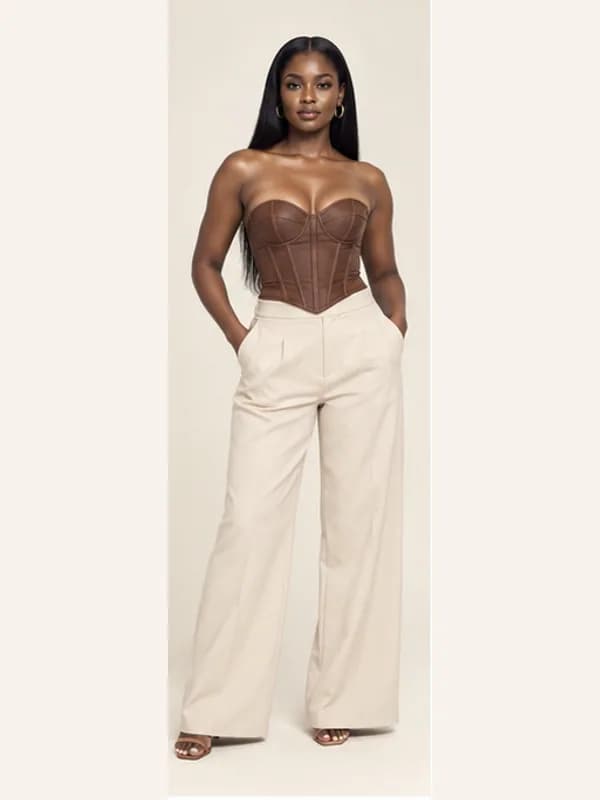 Elmina corset top, Chocolate, full view
