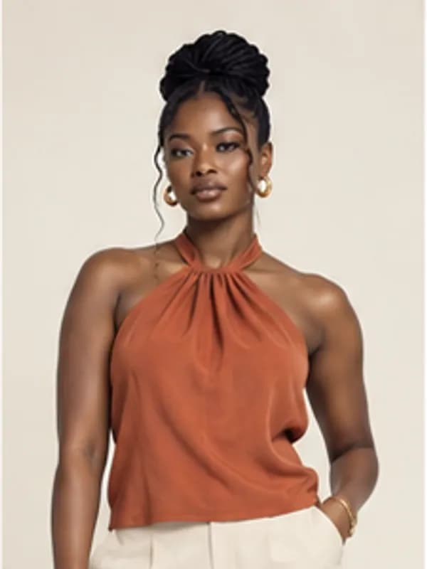 Ada halter top, Rust, upper detail