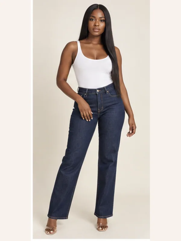 Adenta dark straight jeans, Dark indigo, full view